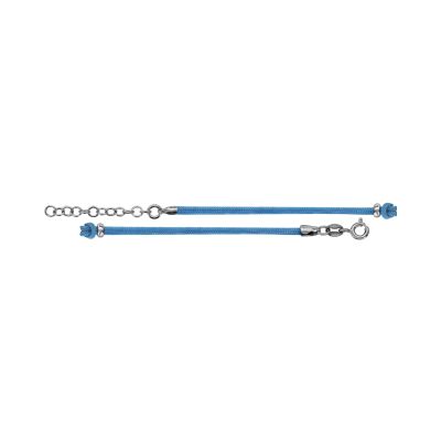 Cordon bleu ciel en argent rhodié et textile
