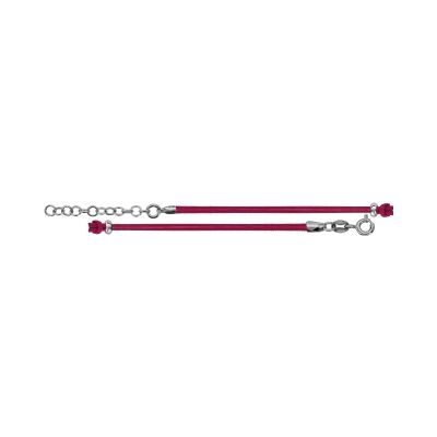 Cordon fushia en argent rhodié et textile
