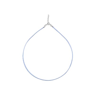 Cordon bleu ciel en argent rhodié et textile