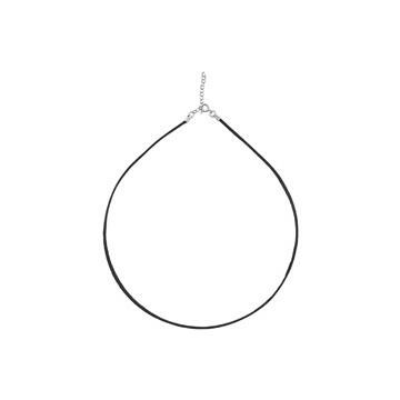 Cordon en coton ciré noir et argent rhodié, 45cm