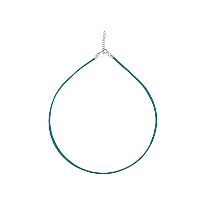 Cordon turquoise en argent rhodié et textile