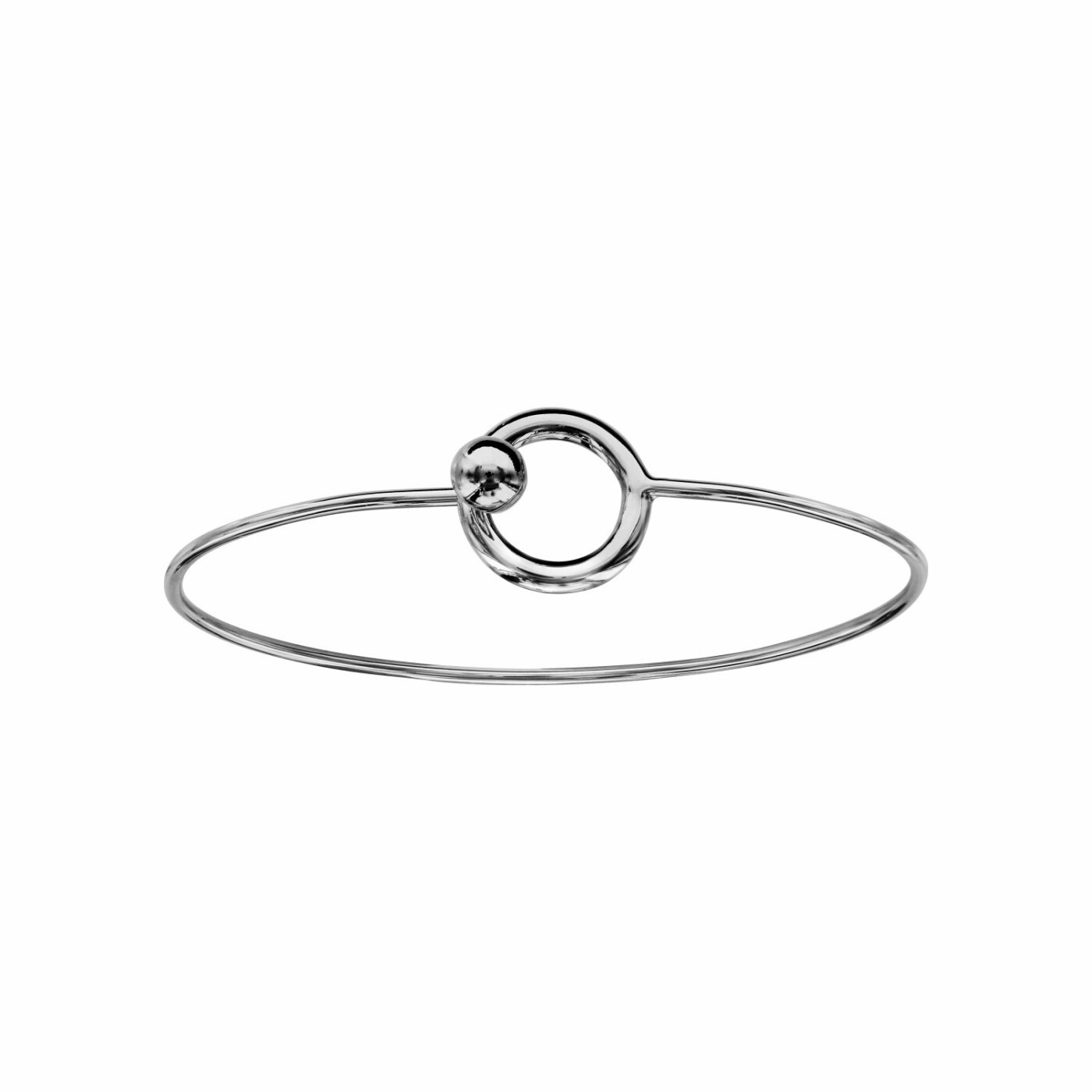 Bracelet jonc argent rhodié fermoir boule