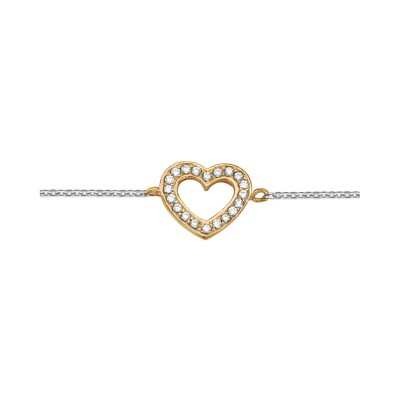 Bracelet cœur ajouré en argent doré rose et oxydes de zirconium