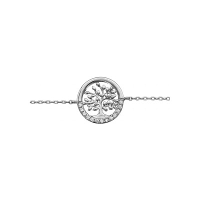 Bracelet argent rhodié arbre de vie oxydes blancs sertis 16+3cm