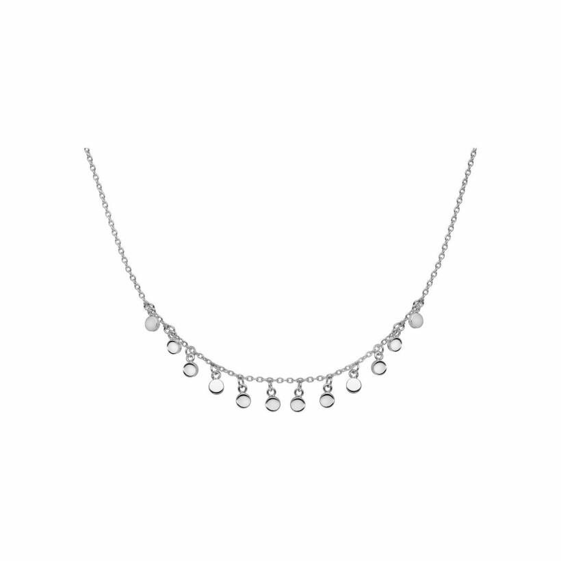 Collier argent rhodié ras du cou pampilles lisses 40+4cm