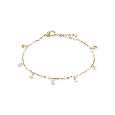Bracelet Boccia Titanium en titane, plaqué or et perles d'eau douce