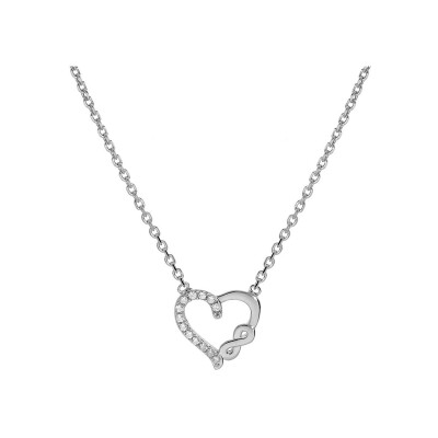 Collier cœur et infini en argent rhodié et oxydes de zirconium