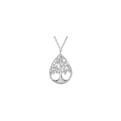Collier Arbre de vie en argent rhodié et oxydes de zirconium