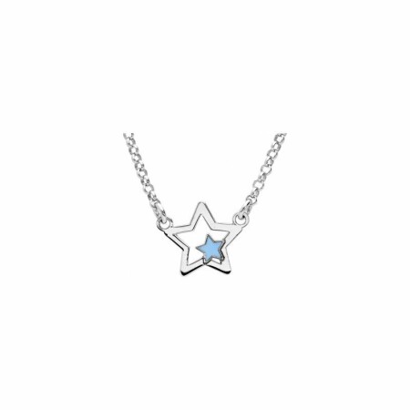 Collier étoiles en argent rhodié et résine bleue