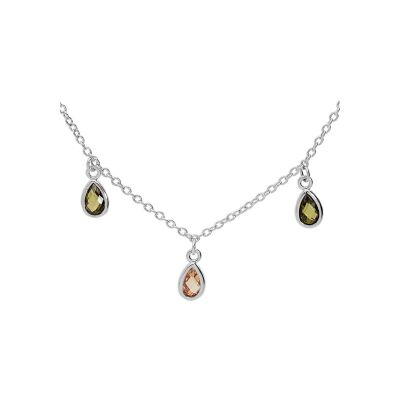 Collier en argent rhodié et oxydes de zirconium