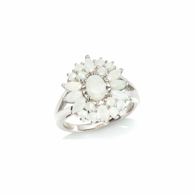 Bague Primavera en argent rhodié et opale solide