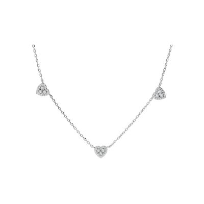 Collier cœur en argent rhodié et oxydes de zirconium