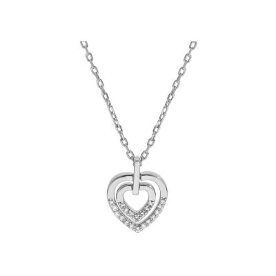 Collier cœur en argent rhodié et oxydes de zirconium