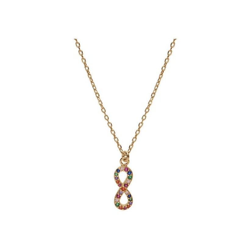 Collier infini empierré en argent doré et pierres de couleurs