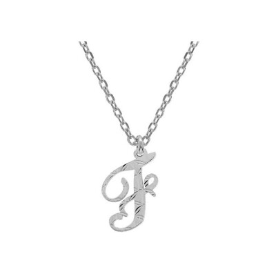 Collier argent rhodié pendentif lettre anglaise F 40+4cm