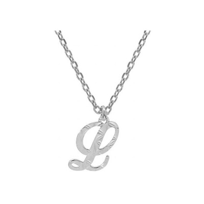 Collier argent rhodié pendentif lettre anglaise L 40+4cm