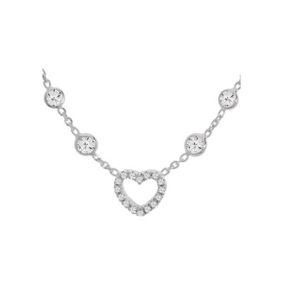 Collier cœur en argent rhodié et oxydes de zirconium
