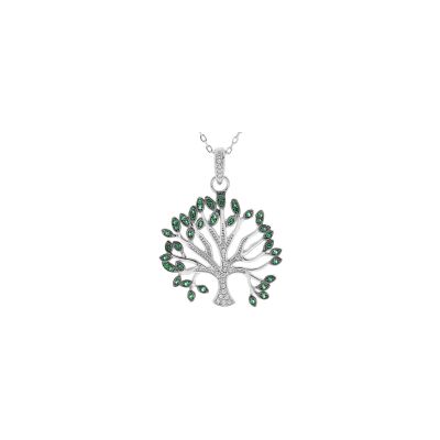 Collier Arbre de vie en argent rhodié et oxydes de zirconium