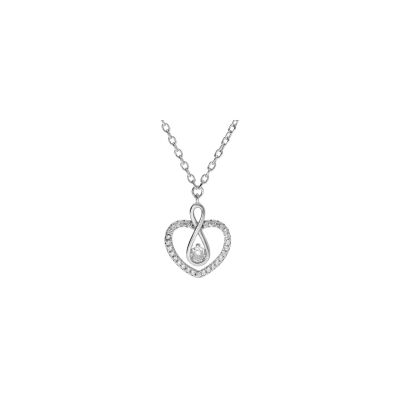 Collier cœur et infini en argent rhodié et oxydes de zirconium