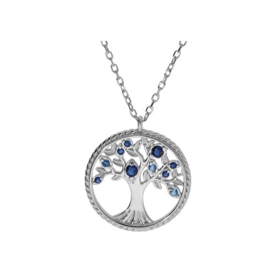 Collier arbre de vie en argent rhodié et oxydes de zirconium