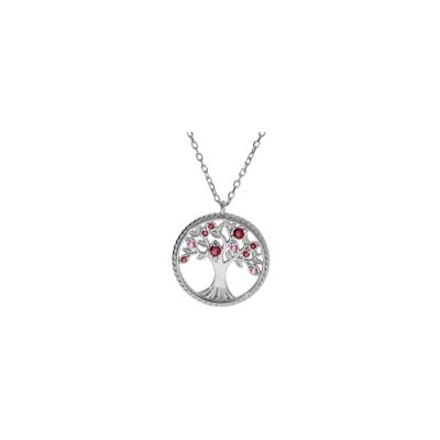 Collier Arbre de vie en argent rhodié et oxydes de zirconium