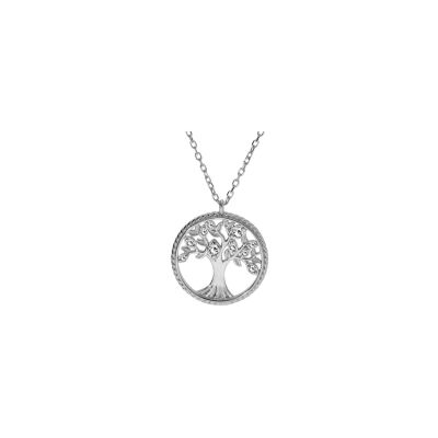 Collier Arbre de vie en argent rhodié et oxydes de zirconium