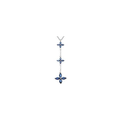Collier 3 fleurs en argent rhodié et verre