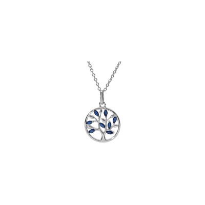 Collier Arbre de vie en argent rhodié et oxydes de zirconium