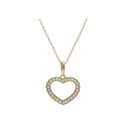 Collier argent doré coeur contour oxydes blancs 38+5cm