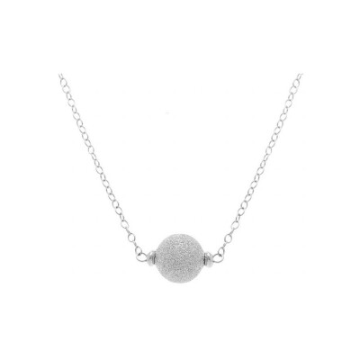 Collier argent rhodié boules givrées 38+5cm