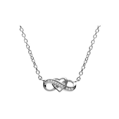 Collier infini et cœur en argent rhodié et oxydes de zirconium