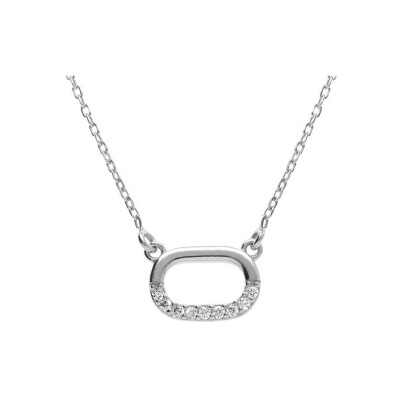 Collier argent rhodié oxydes blancs sertis 40+5cm