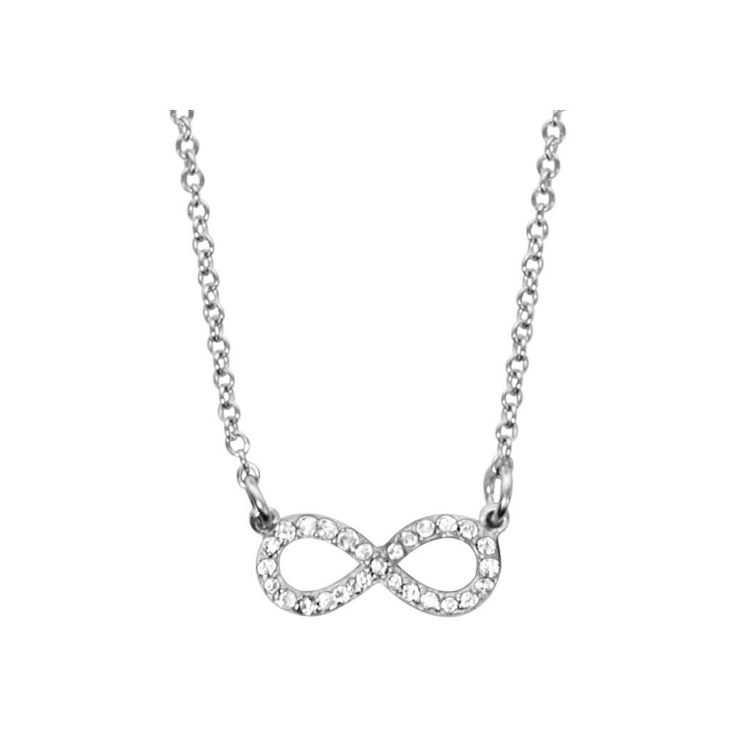 Collier infini en argent rhodié et pierres blanches