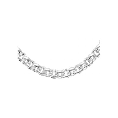 Collier argent rhodié maille jaseron fermoir bouée 42cm