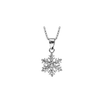 Collier argent rhodié pendentif flocon de neige 42+3cm