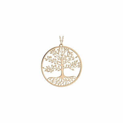 Collier argent et dorure jaune arbre de vie 42+3cm