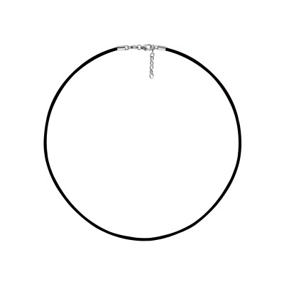 Cordon coton ciré lisse noir en argent rhodié et textile