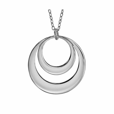 Collier argent rhodié pendentif 2 cercles à graver 40+5cm