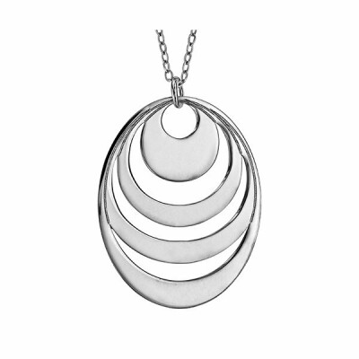 Collier argent rhodié pendentif 4 cercles ovalises à graver 40+5cm