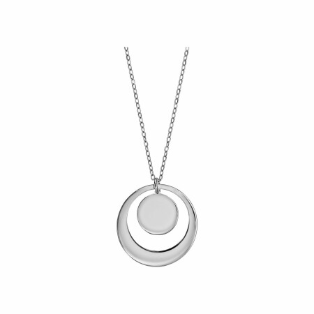 Collier argent rhodié pendentif à graver avec rondelle centrale 40+5cm