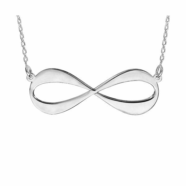 Collier argent rhodié forme infini à graver 3 ou 4 prénoms 40+5cm