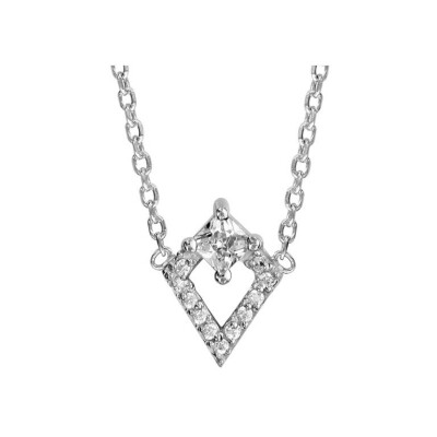 Collier argent rhodié losange oxydes blancs sertis 42cm