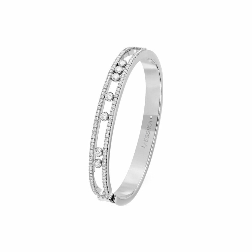 Bracelet bangle semainier Messika Move Joaillerie en or blanc et diamants