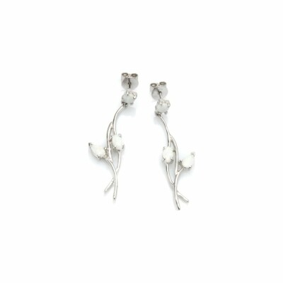Boucle d'oreille Primavera en argent rhodié et opale solide