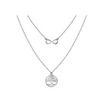 Collier infini et Arbre de vie en argent rhodié