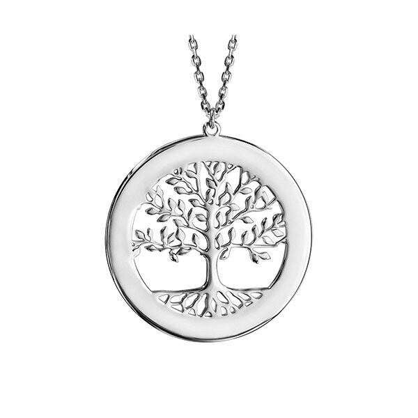 Collier argent rhodié arbre de vie contour à graver 40+5cm