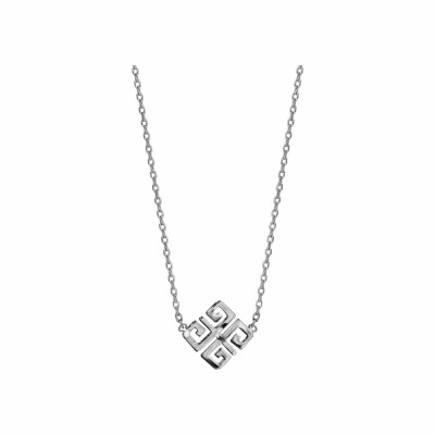 Collier argent rhodié motif carré inca 42cm