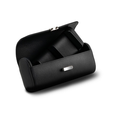 Etui de voyage Scatola del Tempo  pour 4 montres, en cuir noir