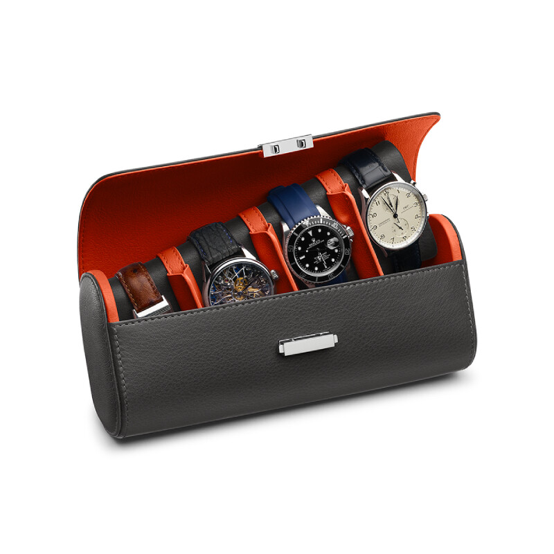 Scatola del Tempo travel case for 4 watches, in gray leather