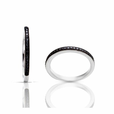 Bague One More Ischia basics en or blanc et diamants noirs